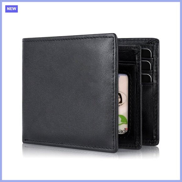 RFID Blocking Leather Bifold Wallet with 13 Card Slots